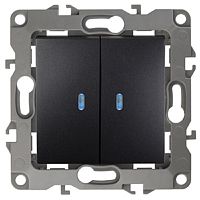 Выключатель с подсветкой без рамки Эра S12 2-кл 10А антрацит картинка